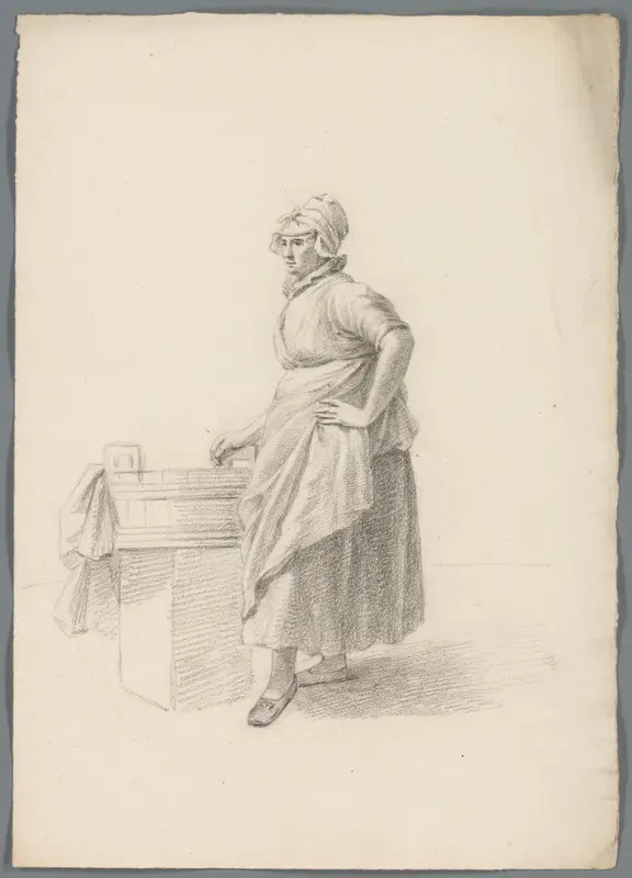 Vrouw leunend op een tobbe Wall Art by anonymous - High-Resolution Digital Print