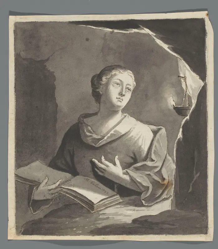 Vrouw met boek bij kaarslicht Wall Art by Unknown - High-Resolution Digital Print