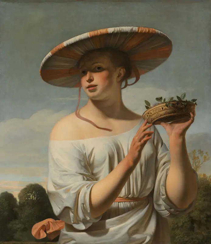 Vrouw met brede hoed Wall Art by Caesar van Everdingen - High-Resolution Digital Print