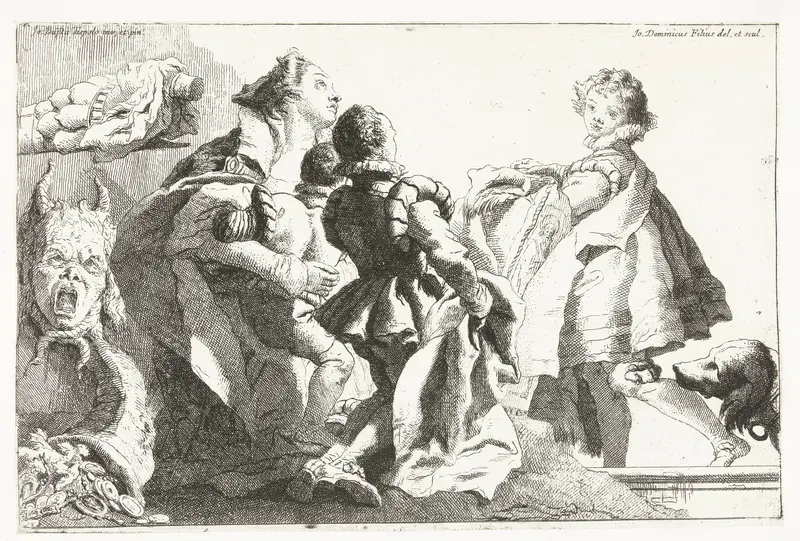 Vrouw met drie kinderen Wall Art by Unknown - High-Resolution Digital Print