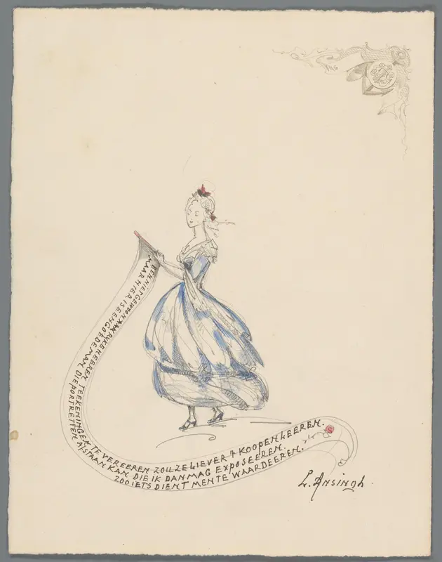 Vrouw met een banderol Wall Art by Unknown - High-Resolution Digital Print