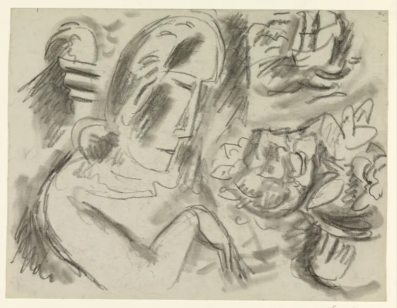 Vrouw met een bos bloemen Wall Art by Leo Gestel - High-Resolution Digital Print