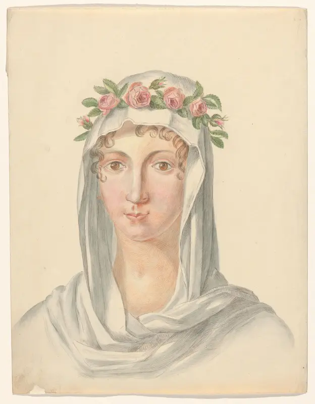 Vrouw met een hoofddoek en rozenkrans Wall Art by Unknown - High-Resolution Digital Print