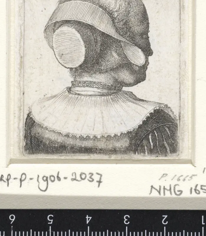 Vrouw met een hoofdkapje van achter gezien Wall Art by Wenceslaus Hollar - High-Resolution Digital Print