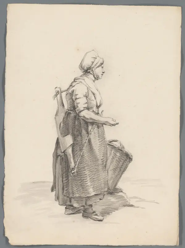 Vrouw met een juk en mand Wall Art by anonymous - High-Resolution Digital Print