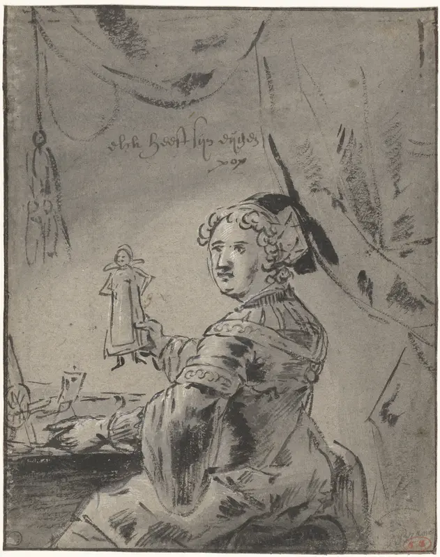 Vrouw met een pop Wall Art by Leonaert Bramer - High-Resolution Digital Print