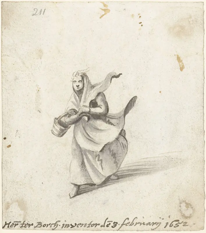 Vrouw met een sjaal en een schort om, driekwart naar links Wall Art by Unknown - High-Resolution Digital Print