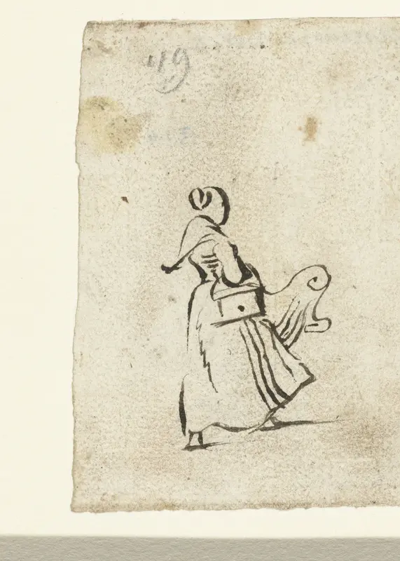Vrouw met een stoof aan de arm, naar rechts Wall Art by Unknown - High-Resolution Digital Print