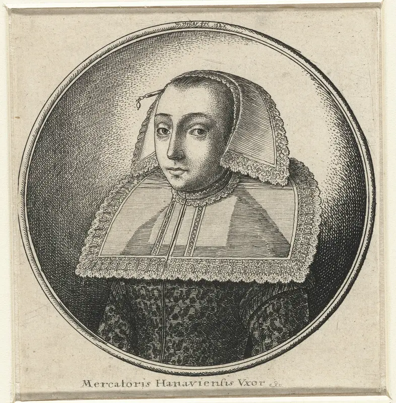 Vrouw met grote stijve kraag, hoofdkapje en haarpin Wall Art by Unknown - High-Resolution Digital Print