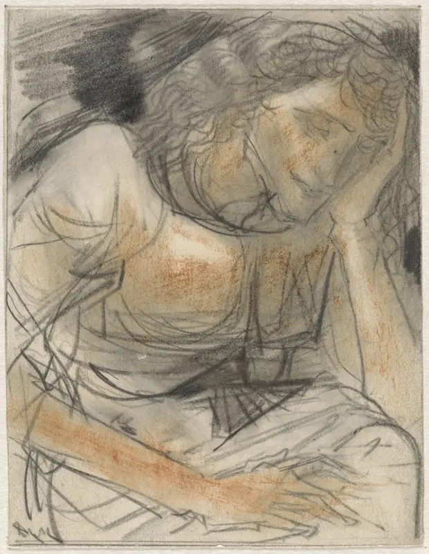 Vrouw met hand onder hoofd Wall Art by Willem van Konijnenburg - High-Resolution Digital Print