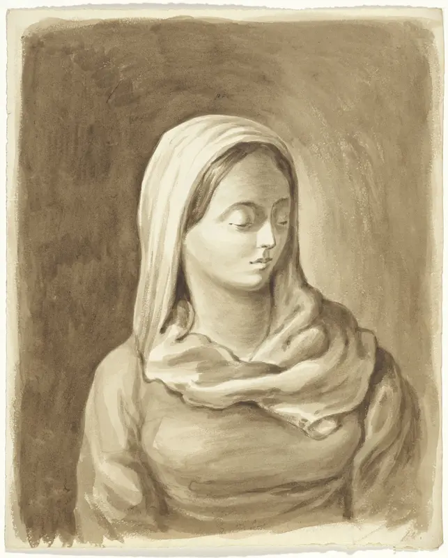 Vrouw met hoofddoek, ten halven lijve Wall Art by Pieter van Loon - High-Resolution Digital Print