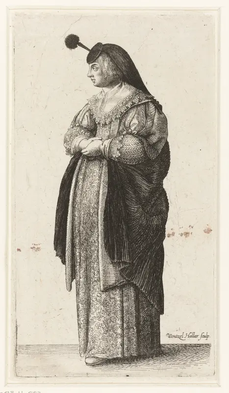 Vrouw met houpette Wall Art by Unknown - High-Resolution Digital Print