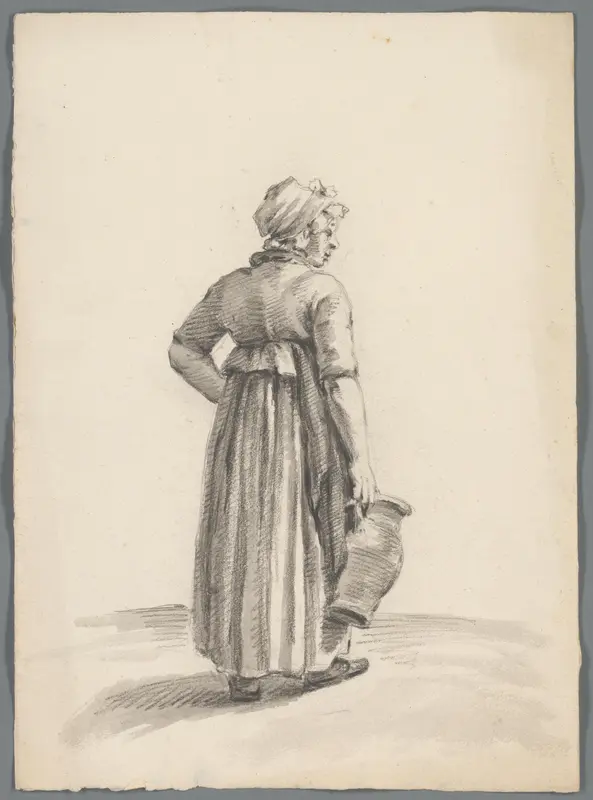 Vrouw met kan, op de rug gezien Wall Art by anonymous - High-Resolution Digital Print