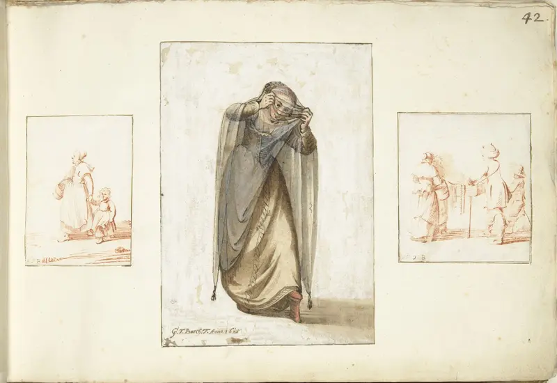 Vrouw met kind, een courtisane en een marskramer Wall Art by Gerard ter Borch (I) - High-Resolution Digital Print
