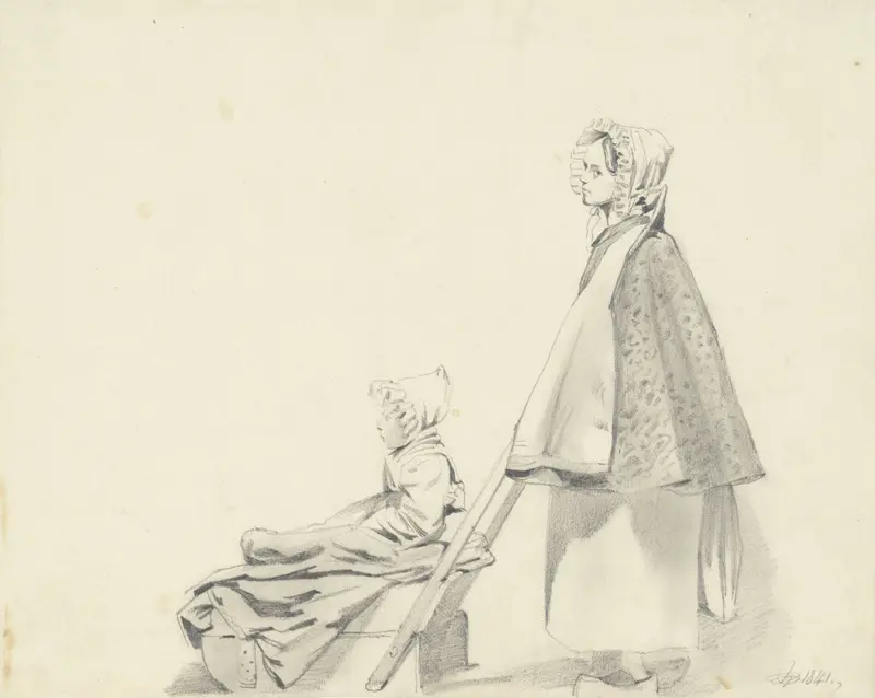 Vrouw met kind in kinderwagen Wall Art by Pieter van Loon - High-Resolution Digital Print