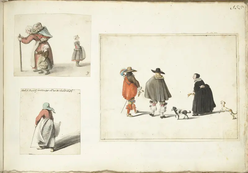 Vrouw met kinderen, een lopende vrouw en een vrouw pratend met twee mannen Wall Art by Gesina ter Borch - High-Resolution Digital Print