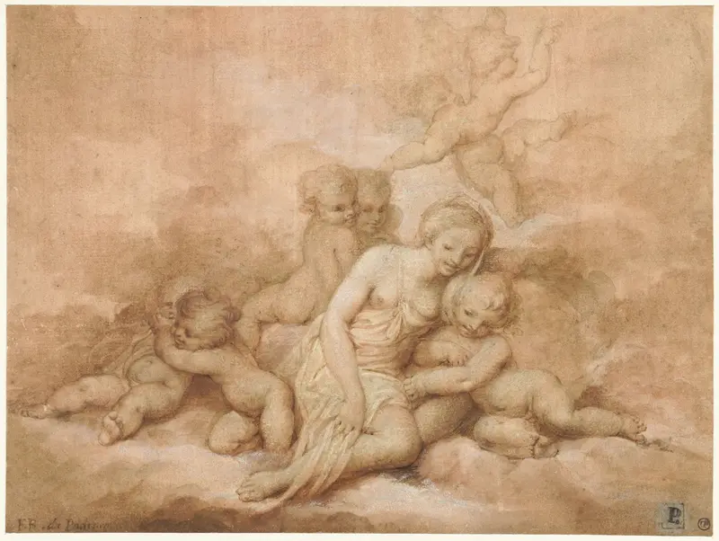Vrouw met kinderen Wall Art by Unknown - High-Resolution Digital Print