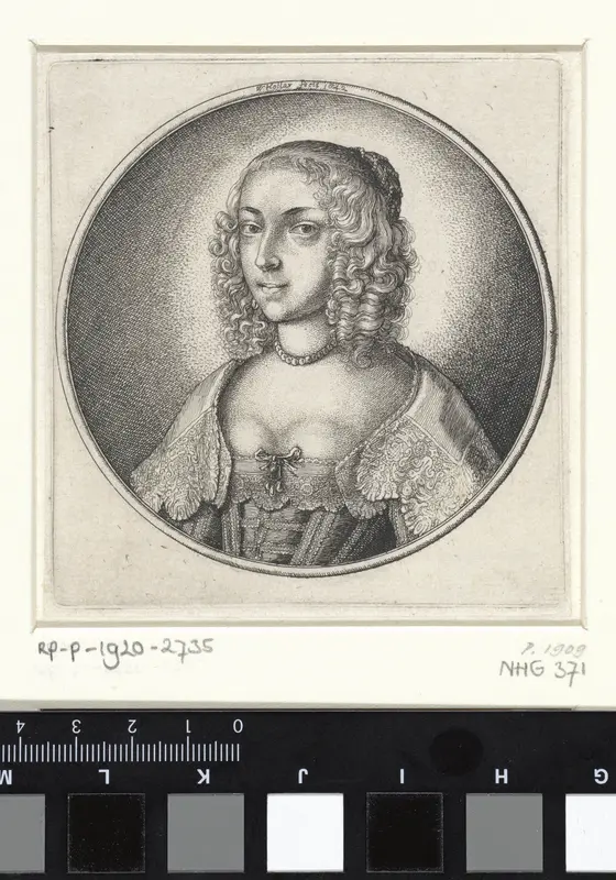 Vrouw met laag decolleté en parelketting Wall Art by Unknown - High-Resolution Digital Print