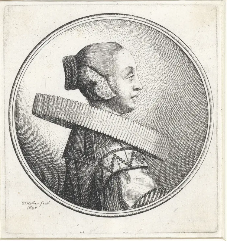 Vrouw met plooikraag en gevlochten knot Wall Art by Unknown - High-Resolution Digital Print