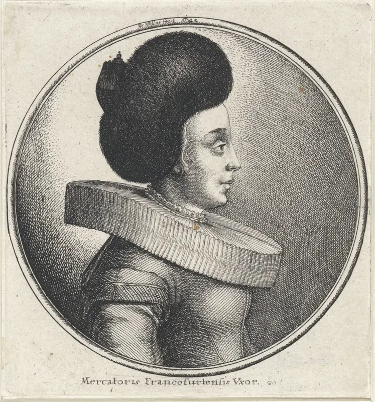 Vrouw met plooikraag en grote bontmuts, en profil Wall Art by Unknown - High-Resolution Digital Print