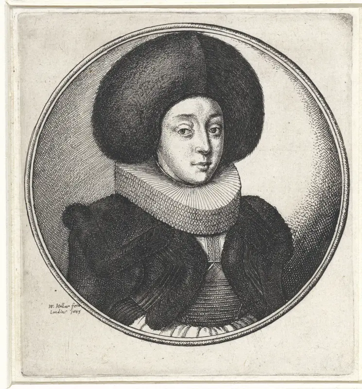 Vrouw met plooikraag en grote bontmuts Wall Art by Unknown - High-Resolution Digital Print
