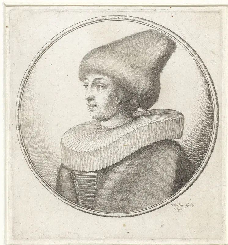 Vrouw met plooikraag en kegelvormige bontmuts Wall Art by Unknown - High-Resolution Digital Print