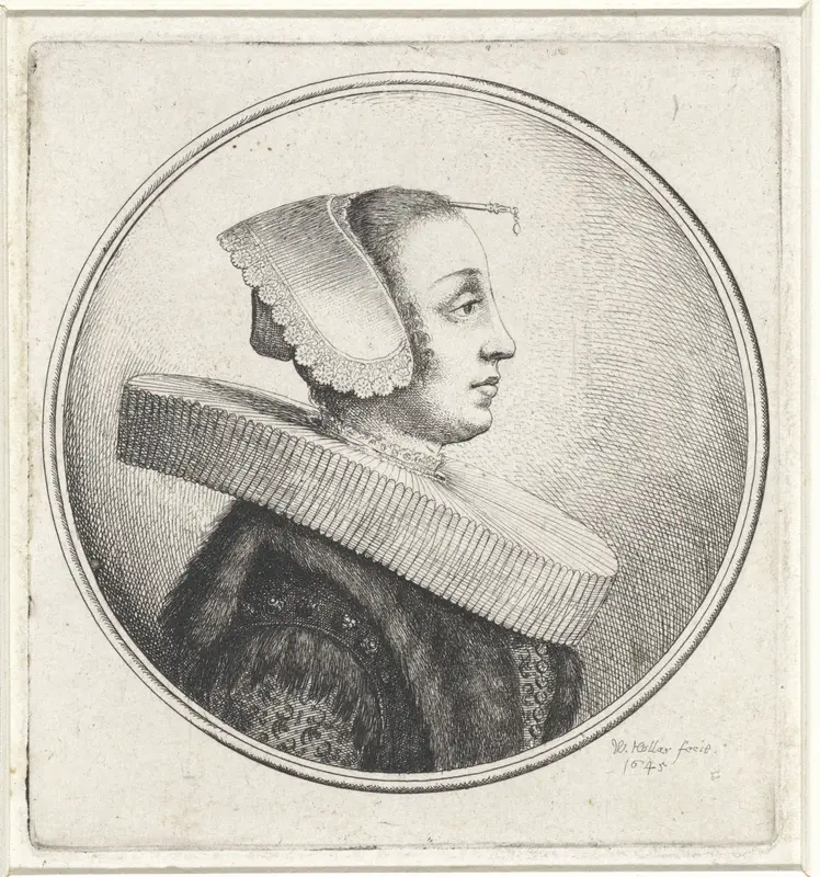 Vrouw met plooikraag, hoofdkapje en haarpin Wall Art by Unknown - High-Resolution Digital Print