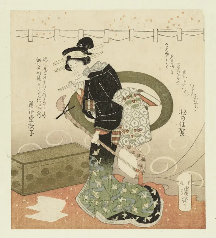 Vrouw met shamisen Wall Art by Unknown - High-Resolution Digital Print