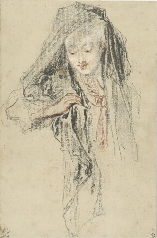 Vrouw met sluier Wall Art by Jean Antoine Watteau - High-Resolution Digital Print