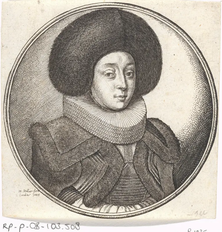 Vrouw met stijve plooikraag en grote bontmuts Wall Art by Unknown - High-Resolution Digital Print