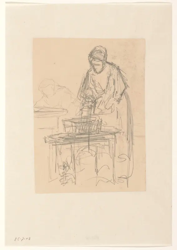 Vrouw met vaatwerk Wall Art by Hendrik Valkenburg - High-Resolution Digital Print