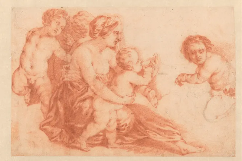 Vrouw met verschillende kinderen Wall Art by Godfried Schalcken - High-Resolution Digital Print