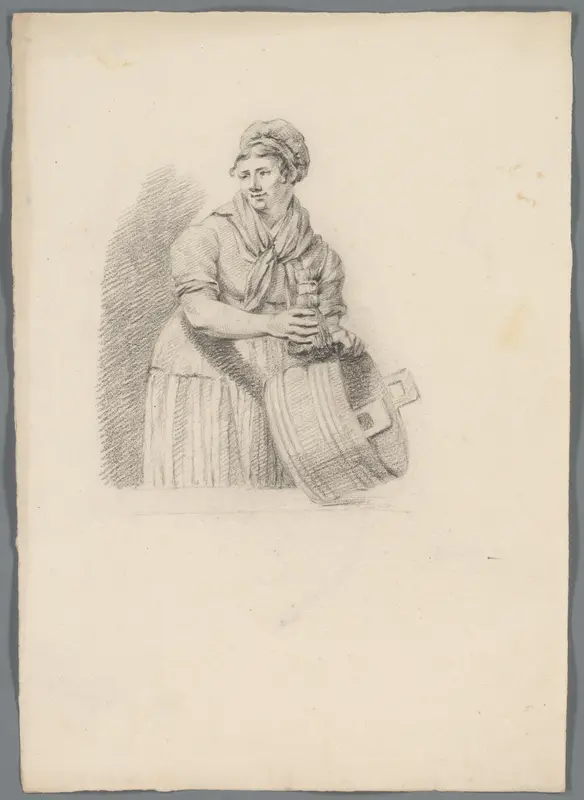 Vrouw met wastobbe en borstel Wall Art by anonymous - High-Resolution Digital Print