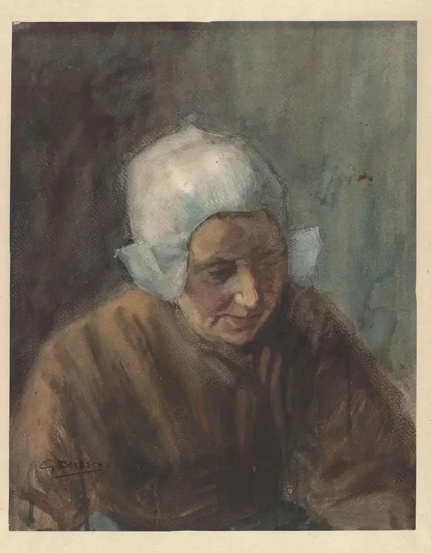 Vrouw met witte muts Wall Art by Gijsbertus Derksen - High-Resolution Digital Print