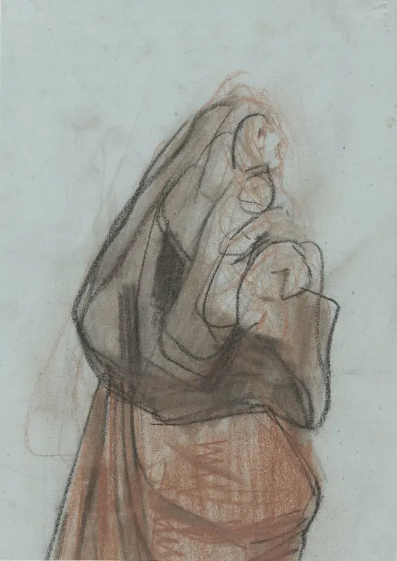 Vrouw, naar boven kijkend Wall Art by August Allebé - High-Resolution Digital Print