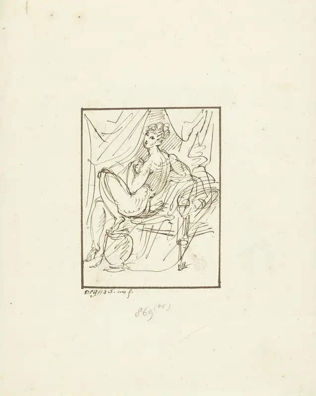 Vrouw op chaise-longue zittende Wall Art by David Pièrre Giottino Humbert de Superville - High-Resolution Digital Print