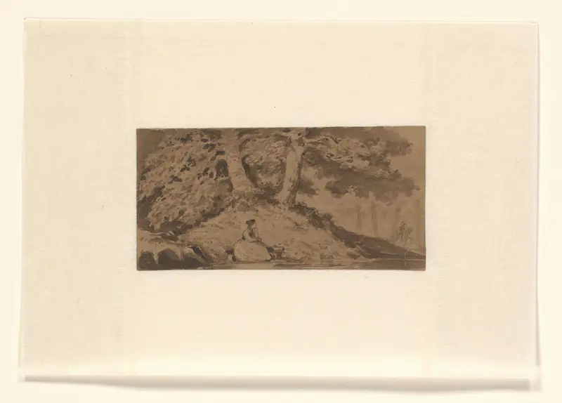 Vrouw op een bank in een landschap Wall Art by Louis Charles Hora Siccama - High-Resolution Digital Print