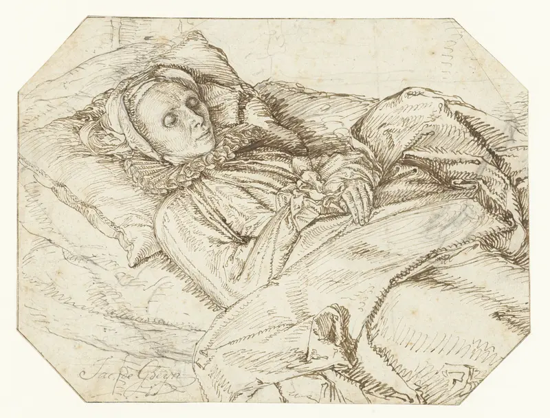 Vrouw op haar doodsbed Wall Art by Jacques de Gheyn (II) - High-Resolution Digital Print