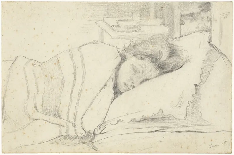 Vrouw van Richard Roland Holst in bed, naar rechts Wall Art by Richard Nicolaüs Roland Holst - High-Resolution Digital Print
