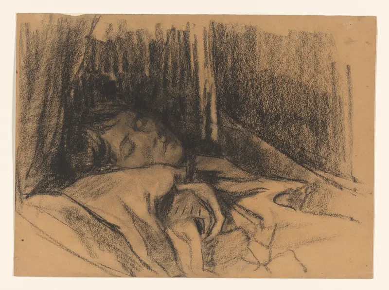Vrouw van Wilhelmus Johannes Steenhoff, in bed Wall Art by Wilhelmus Johannes Steenhoff - High-Resolution Digital Print