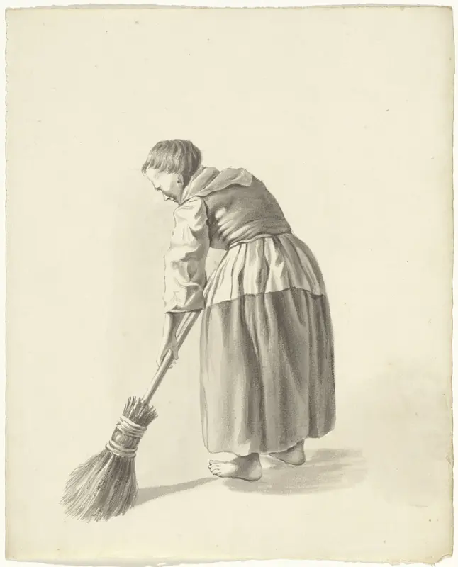 Vrouw vegend met een bezem Wall Art by Pieter van Loon - High-Resolution Digital Print
