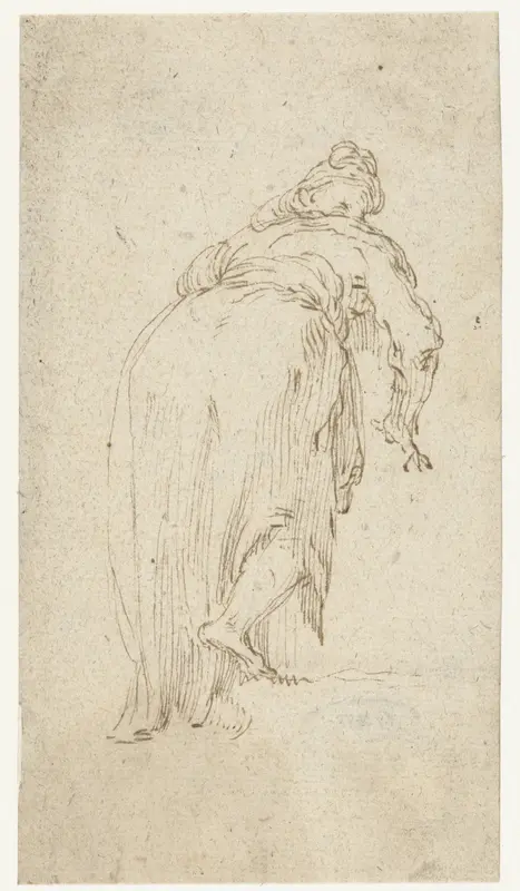Vrouw voorover gebogen, op de rug gezien Wall Art by anonymous - High-Resolution Digital Print