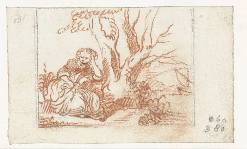 Vrouw zittend bij een boom Wall Art by Gesina ter Borch - High-Resolution Digital Print