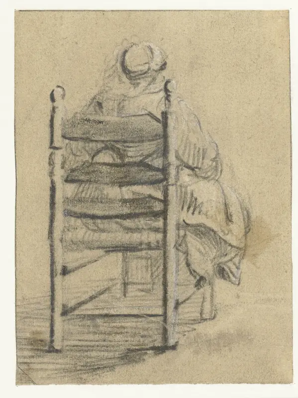 Vrouw zittend op een stoel, van achteren Wall Art by Harmen ter Borch - High-Resolution Digital Print