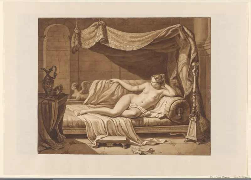 Vrouwelijk naakt in een klassicistisch interieur Wall Art by Unknown - High-Resolution Digital Print