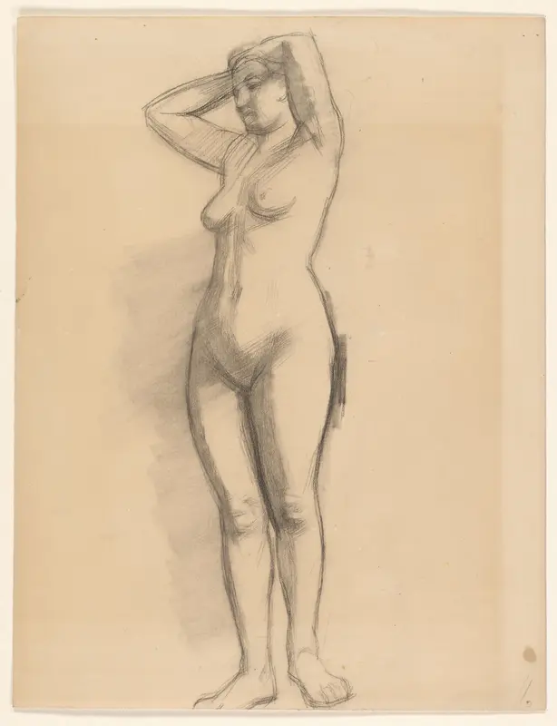 Vrouwelijk naakt, staand Wall Art by August Allebé - High-Resolution Digital Print