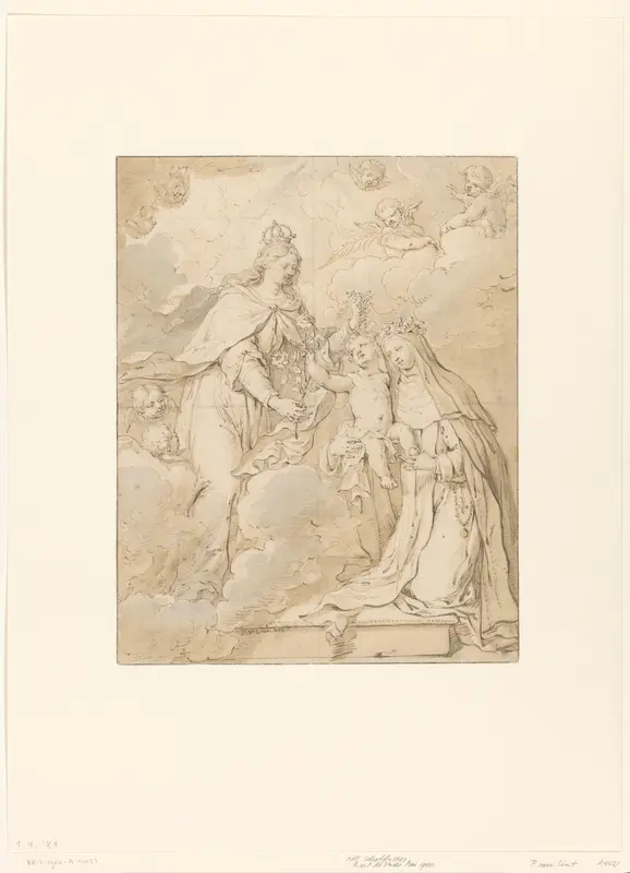 Vrouwelijke heilige met Christuskind bij Maria Wall Art by Peter van Lint - High-Resolution Digital Print
