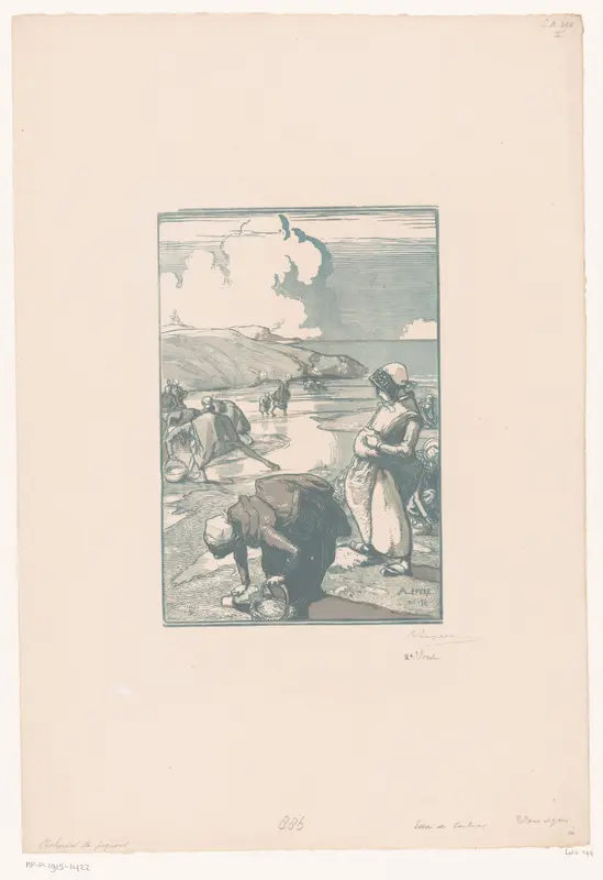 Vrouwen bezig met het zoeken van mosselen Wall Art by Unknown - High-Resolution Digital Print