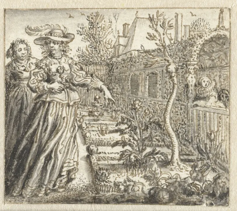 Vrouwen in een tuin Wall Art by Adriaen Pietersz van de Venne - High-Resolution Digital Print