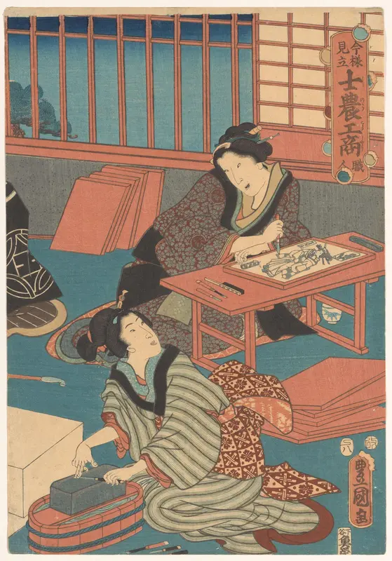 Vrouwen maken prenten (rechterdeel) Wall Art by Unknown - High-Resolution Digital Print